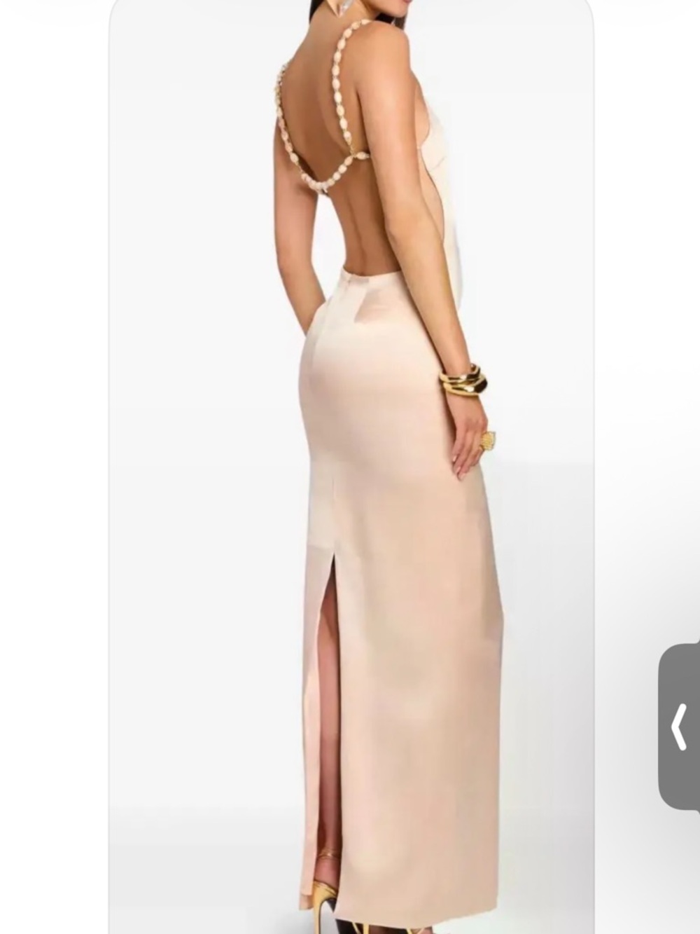 Retrofete Blush Pink Satin Column Wedding Dress - Picture 3 of 4